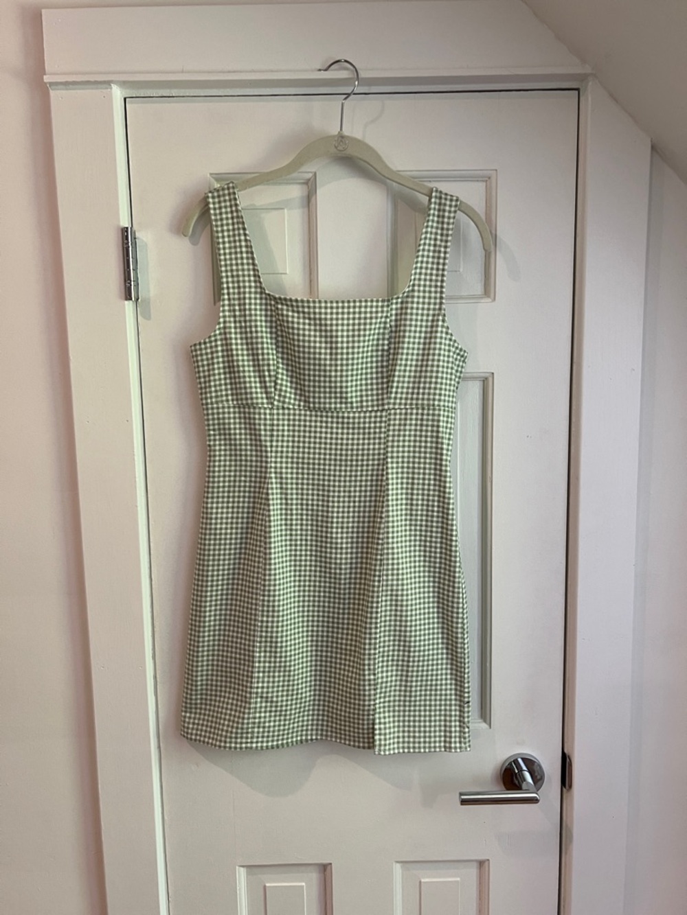 Lulu's Mint Green Gingham Square-Neck Mini Dress